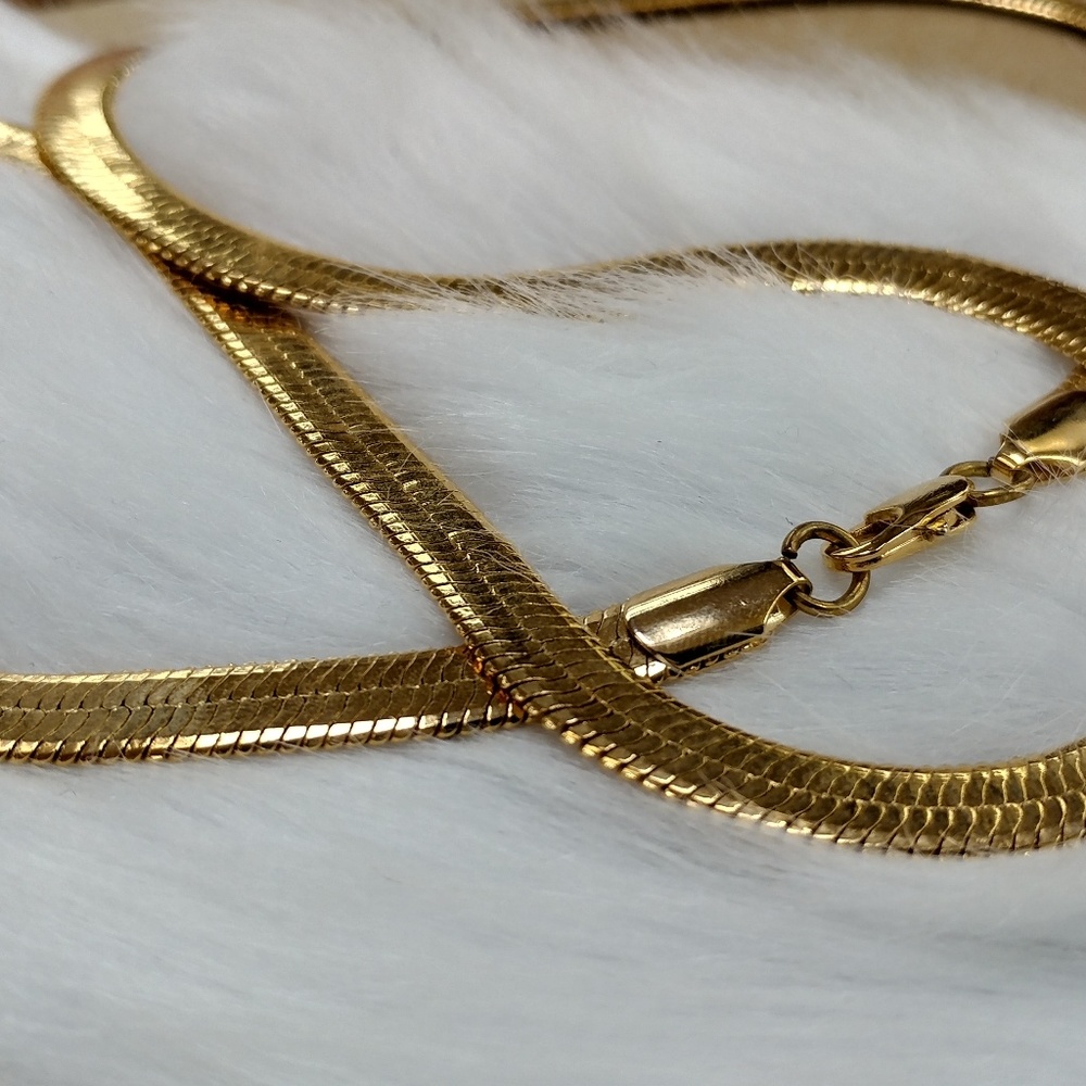 Gold Thick Herringbone Chain 24 Inches Long